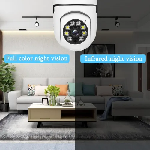 Miniatura 5 de Cámara 360, bombilla Full HD 1080P, cámara WiFi de 2.4 GHz con tarjeta SD de 32 G, visión nocturna, detección de movimiento, cámaras de seguridad