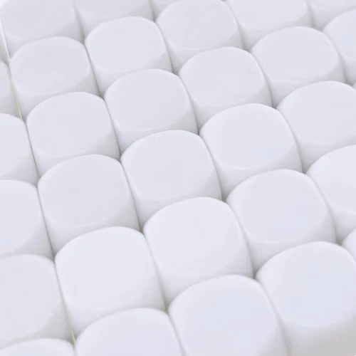 Miniatura 7 de Juego de dados blancos en blanco de 0.631 pulgadas (0.630 in), cubos de dados redondeados de acrílico para juegos, fiestas, diversión, calcomanías