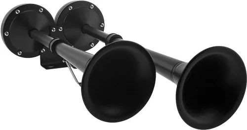 Miniatura 3 de Vixen Horns Claxon de Aire Fuerte y Potente con Trompetas Duales de Acero Inoxidable Marinas para Barcos/RV/Camiones 12V Negro VXH2112MAR-B
