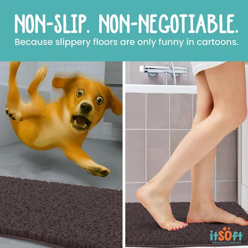 Miniatura 4 de Alfombras de baño de chenilla, alfombrillas de baño de felpa absorbente de secado rápido, suaves y lavables a máquina, alfombra antideslizante