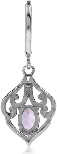 Miniatura 3 de Silvershake Aretes colgantes de plata de ley 925 con piedra natal estilo victoriano, con palanca, para mujer