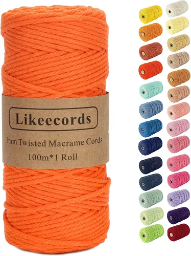Miniatura 8 de Cordón de macramé, cuerda de algodón de 0.118 in x 328 pies, cuerda de algodón blanco natural para manualidades, tejer, colgar plantas, decoración