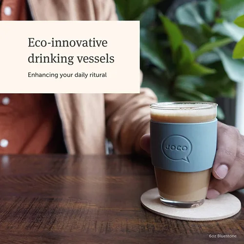 Miniatura 6 de JOCO Taza 4oz - Taza clásica reutilizable de vidrio de borosilicato eco-innovador - (Mood Indigo)