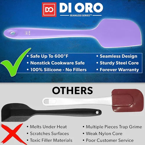 Miniatura 2 de Juego de espátulas de silicona DI ORO - Espátulas de cocina de goma para hornear, cocinar y mezclar - Espátulas rallador de silicona resistentes al