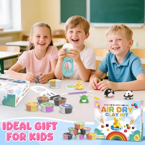 Miniatura 8 de Kit de arcilla de secado al aire para niños, arcilla para modelar para niños, modelo de arcilla mágica, no pegajosa, suave y ultraligera