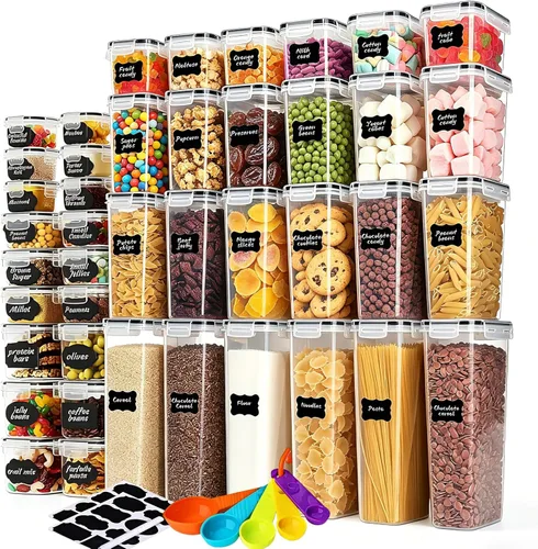 Miniatura 13 de 2 recipientes grandes de almacenamiento de alimentos de 6.5 litros/220 onzas, recipientes herméticos de plástico sin BPA para harina, azúcar