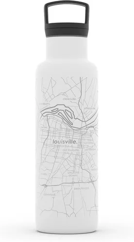 Miniatura 5 de Well Told Botella de agua aislada con mapa de Washington DC grabado, botella de acero inoxidable grabada (21 onzas, blanco) botella aislada de mapa