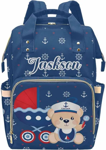 Miniatura 37 de Mochila personalizada para pañales con nombre, mochila grande multifuncional personalizada para pañales de gran capacidad, bolsa de mamá para nueva