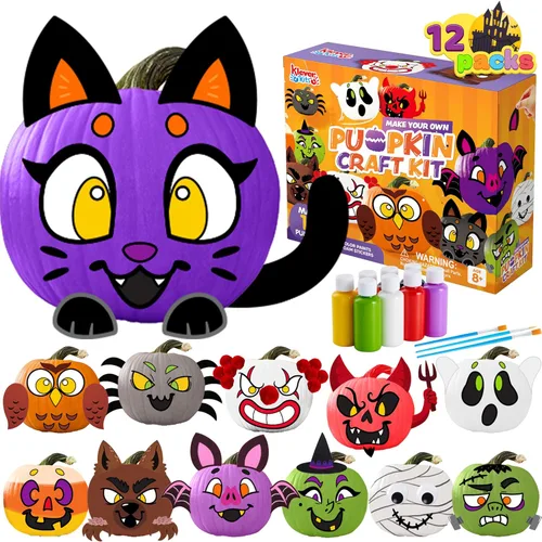 Klever Kits Kit de decoración de calabaza para manualidades de Halloween, suministros de fiesta de actividades artísticas, recuerdos de fiesta para