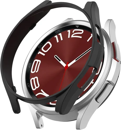 Compatible con Samsung Galaxy Watch 6 Classic 1.772 pulgadas (1.850 in), carcasa rígida de policarbonato resistente a los impactos, a prueba de Negro