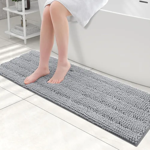Miniatura 162 de Grandaily Alfombras de baño de felpilla a rayas de 24 x 16 pulgadas, extra gruesas y suaves, absorbentes, parte trasera de goma, alfombra de ducha