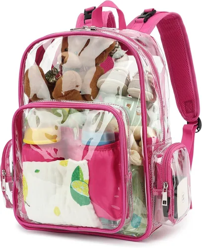 Miniatura 12 de Mochila transparente para pañales para bebés, niñas y niños, bolsas de pañales para mamá para mujeres (negro)