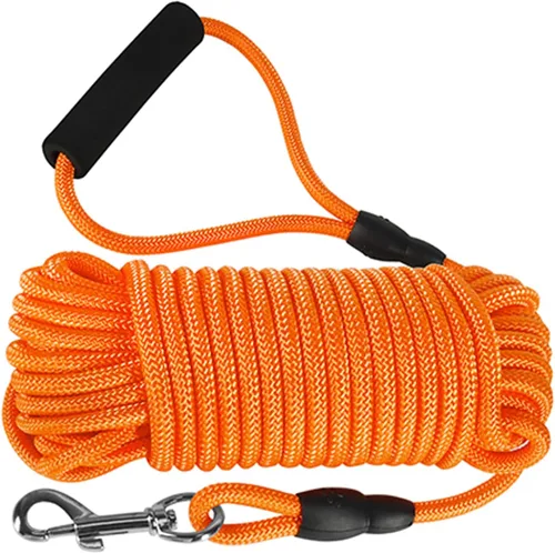 Miniatura 9 de Vivifying Correa larga flotante para perro, correa de entrenamiento para perros de 20 pies, cable de control con mango cómodo para exteriores, Negro