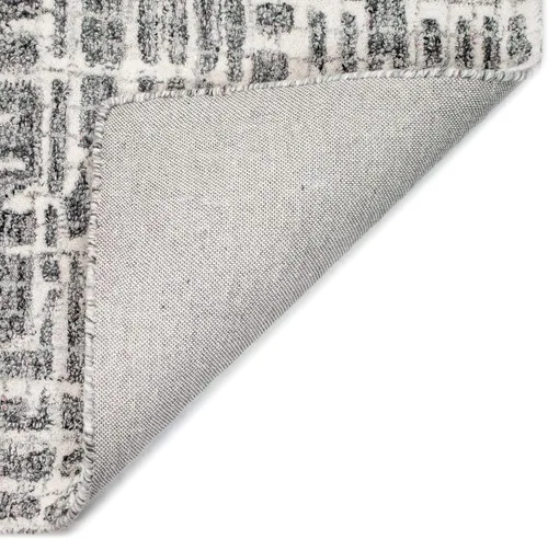 Miniatura 6 de Liora Manne Savannah Grid - Alfombra de lana para interiores, color carbón, 5 pies x 7 pies 6 pulgadas, color gris y negro Gris carbón y negro
