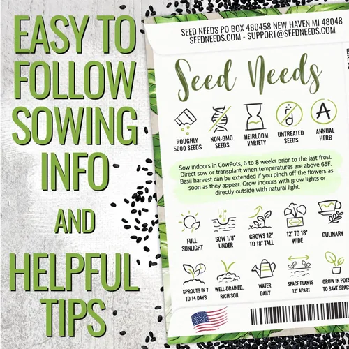 Miniatura 3 de Seed Needs Semillas de albahaca para plantar hierbas de albahaca tailandesa, reliquia sin OMG y sin tratar, cultiva un jardín de hierbas culinarias