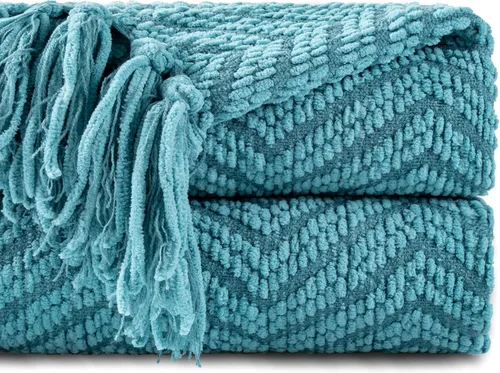 Miniatura 21 de BATTILO HOME Manta azul marino para sofá, cobija de punto azul de 50" x 60", cobija azul marino súper suave y cálida para silla, sofá, decoración