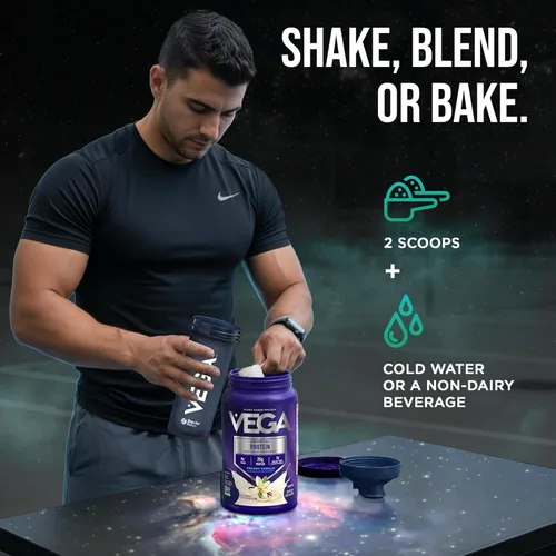 Miniatura 7 de Vega Original Essential Protein - 25g de proteína vegetal, vainilla cremosa, 20 porciones, mezcla para bebida vegana sin OMG, lista para batidos