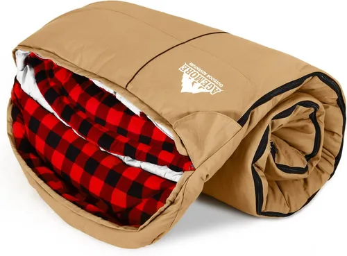Miniatura 6 de Saco de dormir de lona de 0 grados para adultos, saco de dormir de franela de algodón para campamento de invierno, pesca, caza o viajes, carcasa