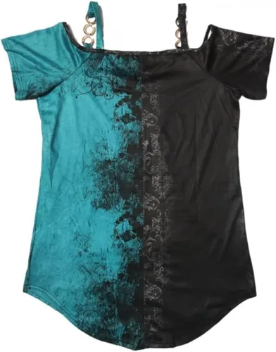 Miniatura 4 de Women's Plus Size Tops Sexy Casual Strap Cold Shoulder Shirts Loose Fit Zipper V Neck Tunics Blouse