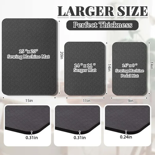 Miniatura 2 de Drydiet 3 Piezas Tapetes Silenciadores para Máquina de Coser Tapete de Pedal Almohadilla para Máquina de Coser Goma Antideslizante que se Mantiene