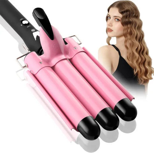 Miniatura 10 de Crimpadora de cabello rizador de tres barriles: herramienta de pelo Aleath de doble voltaje, rizador de hierro de 1 pulgada y 3 barriles
