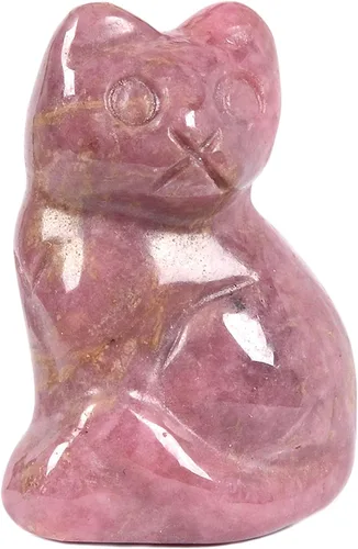 Miniatura 41 de Justinstones Escultura de gato tallada de cristal de cuarzo, estatua de gato de animal gatito de 1.181 in, mini figura de gato sentado de cristal