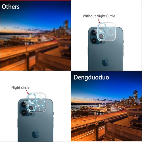 Miniatura 5 de Dengduoduo Paquete de 3 protectores de lente de cámara de vidrio templado para iPhone 12 Pro de 6.1", Bling Glitter Sparkle, Ultra HD, dureza 9H