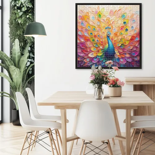 Miniatura 4 de Rompecabezas difíciles para adultos de 1000 piezas: rompecabezas de ilustraciones de pavo real, rompecabezas difícil desafiante e imposible