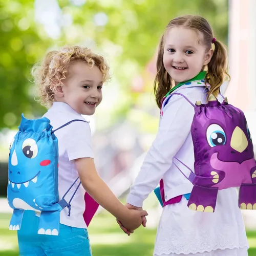 Miniatura 5 de Hillban 16 Piezas Bolsas con Cordón de Animales para Favores de Fiesta Infantil Mochila con Cordón con Oreja para Cumpleaños Safari