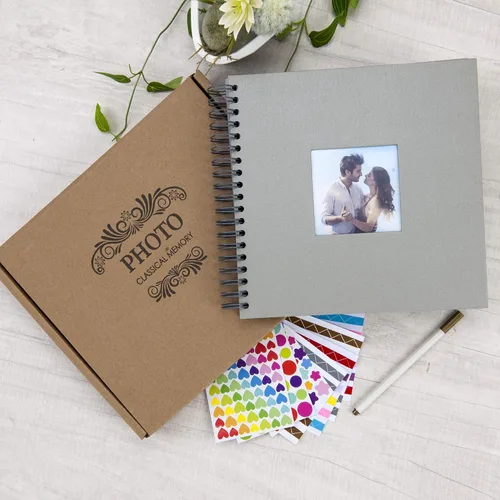 Miniatura 6 de Álbum de fotos para scrapbook DIY de 10 x 10 pulgadas con cubierta de diseño de ventana, 80 páginas, libro de recuerdos de papel para manualidades