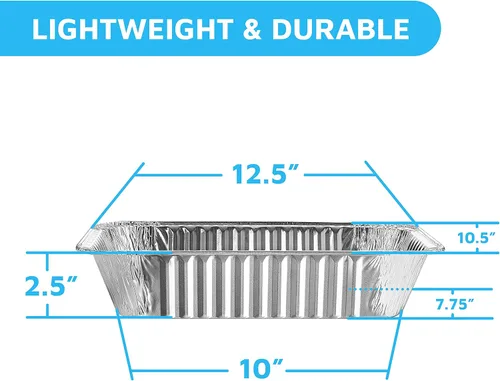 Miniatura 2 de MontoPack - Bandejas de aluminio con papel de aluminio tamaño medio para asar, juego de 10 unidades de 9x13 para cocinar, hornear y catering