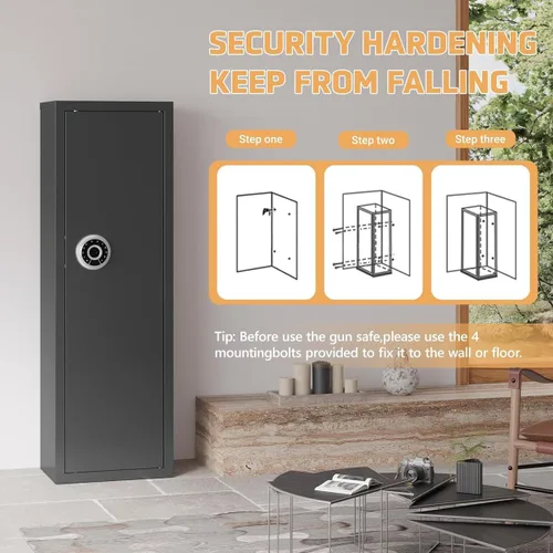 Miniatura 6 de Biometric Gun Safe for Rifles and Pistols, 12-15 Large Gun Cabinet with Fingerprint & Digital Keypad, Adjustable Racks and Door Organizer, Easy