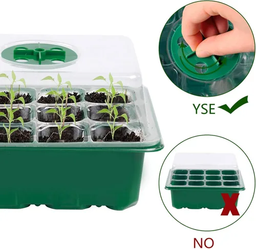 Miniatura 5 de Bandeja de inicio de semillas, juego de 6 juegos de plántulas con cúpula de humedad ajustable, kit de inicio de plantas para el cultivo de semillas