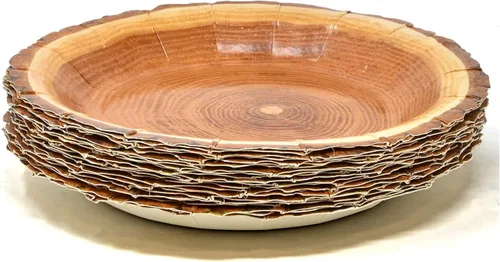 Miniatura 4 de Gift Boutique Plato de papel de postre de grano de madera rústica, 50 unidades, 7 pulgadas, desechable, marrón, para camping, caza, leñador