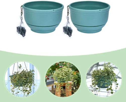 Miniatura 2 de Cabilock Cesta de riego automático, 2 piezas, maceta colgante de riego automático para interiores y exteriores, cesta colgante de plantas verdes