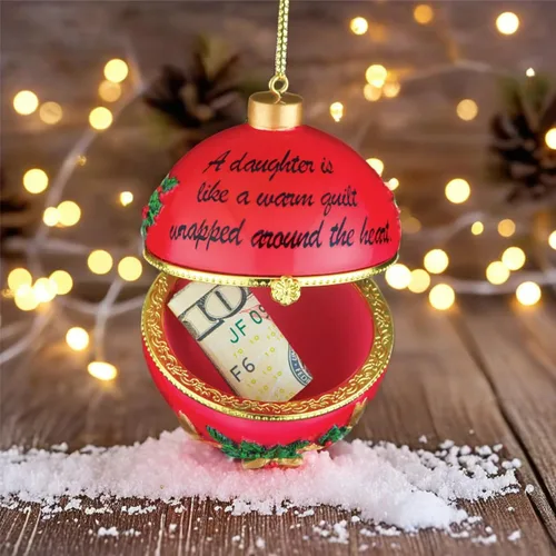 Miniatura 6 de Collections Etc Adornos navideños con cita conmovedora y colgador dorado, compartimento interior para regalo pequeño