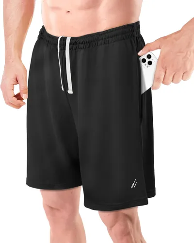 NY Threads Pantalones cortos deportivos para hombre, de secado rápido, holgados, ligeros, para correr, entrenamiento, gimnasio, con bolsillos