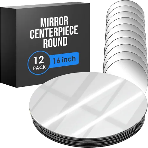 Miniatura 11 de Houseables Mirror Centerpieces for Tables, Round Mirrors for Centerpieces, Mirrored Trays, Round Table Plate Tray, Circle, Glass Charger, Wedding