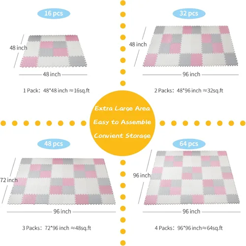 Miniatura 5 de Alfombra de Juego de Espuma para Bebé, Alfombras de Piso Entrelazadas de Espuma de 0.4 Pulgadas de Grosor, Alfombra de Juego para Bebé Suave No