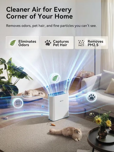 Miniatura 4 de Afloia Purificador de aire para el hogar, habitación grande, dormitorio, hasta 2000 pies cuadrados, con monitor de calidad del aire PM2.5, modo