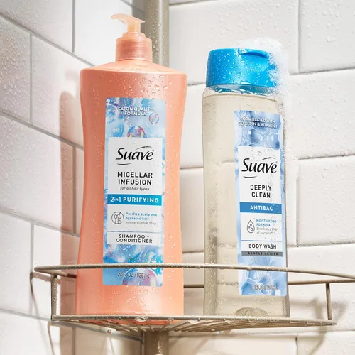 Miniatura 7 de Suave Champú y acondicionador 2 en 1 con infusión micelar, limpieza y acondicionador para todo tipo de cabello, 28 onzas, paquete de 4