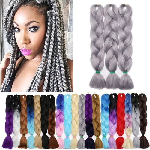 Miniatura 82 de Benehair Extensiones de cabello trenzado ombré de 24 pulgadas, 1 paquete de extensiones de cabello trenzado jumbo de alta temperatura, cabello