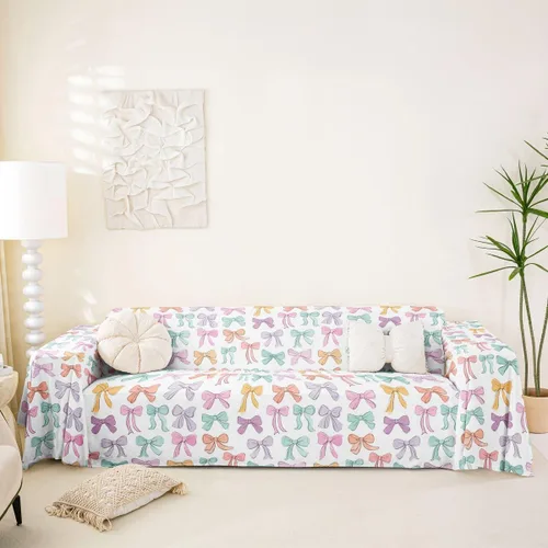 Miniatura 10 de Erosebridal Fundas de sofá con lazo de princesa de 71 x 91 pulgadas, fundas de sofá con lazo de lazo, protector de sofá de princesa