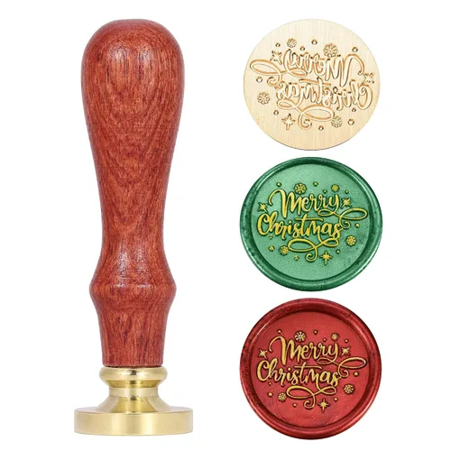 Miniatura 6 de Kit de Sellado de Cera Yoption, Sello de Cera de Navidad Feliz, 10 unidades de varillas de cera de sellado metálicas rojas y verdes con bolígrafo