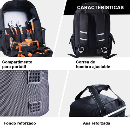 Miniatura 6 de Mochila de herramientas para hombres de 18 pulgadas resistente al agua de servicio pesado con múltiples bolsillos, organizador de bolsa