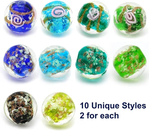 Miniatura 5 de Artsy Crafts - 60 cuentas surtidas de luciérnaga que brillan en la oscuridad de 0.472 in (0.472 in), cuentas de vidrio luminosas para hacer joyas