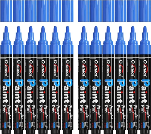 Miniatura 13 de Overseas Bolígrafos de pintura dorada, marcadores permanentes de pintura acrílica, paquete de 12 unidades, a base de agua, secado rápido, marcadores