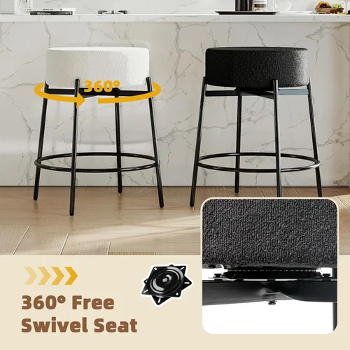 Miniatura 7 de SoarFlash - Juego de 2 taburetes de bar modernos giratorios, taburetes de barra de 24" Sherpa con asiento giratorio de altura de mostrador