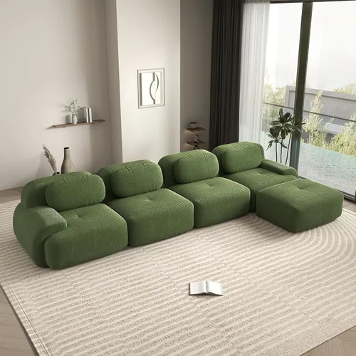 Miniatura 67 de Sofá biplaza moderno de 80 pulgadas para sala de estar, sofá de pana en forma de nube con asiento profundo, sofá modular negro, sofás de dos plazas