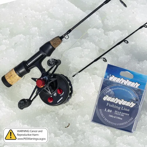 Miniatura 7 de QualyQualy Combo de caña de pescar en hielo y carrete de 24 pulgadas M/ML en línea de pesca en hielo, 2 consejos diferentes para lucioperca, panfish